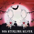wholesale 925 Sterling Silver Hypoallergenic Red Heart & Spider Web Dangle Hoop Earrings for Women-0-4