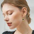 wholesale 925 Sterling Silver Black Oval Stone Drop Earrings with Gold Plated Frame and Beads-0-16