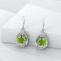 wholesale 925 Sterling Silver Green Peridot Flower Vine Drop Earrings-0-5