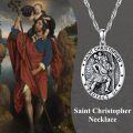 wholesale TOUPOP Christmas Gifts For Women St Christopher Necklace For Men Women 925 Sterling Silver St Christopher Medal For Men Protective Medal Jewelry Protect Us Gifts For Women Men -0-2