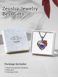 wholesale 925 Sterling Silver Red Rose Black Heart Birthstone Necklace for Women-0-3