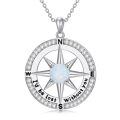 wholesale 925 Sterling Silver Lapis Lazuli Compass Pendant Necklace I'd be lost without you Love Gift for Wife Girlfriend Her Anniversary Birthday-0-12