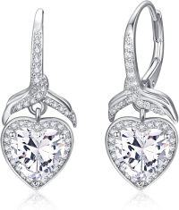 wholesale Sterling Silver Heart Birthstone Hoop Earrings for Women 925 Small Huggie Hoops Hypoallergenic-Clear