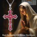 wholesale 925 Sterling Silver Red Enamel Gothic Cross Pendant Necklace for Women Christian s-0-2