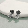 wholesale 925 Sterling Silver Black Rose Heart Moon Star Drop Dangle Charm Stud Earrings  for Women Girls-0-1