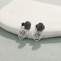 wholesale 925 Sterling Silver Black Rose Heart Moon Star Drop Dangle Charm Stud Earrings  for Women Girls-0-1