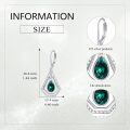 wholesale 925 Sterling Silver Teardrop Green Crystal Drop Leverback Earrings for Women Valentines Day Gifts-0-4