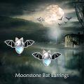 wholesale 925 Sterling Silver Heart-Shaped Bat Stud Earrings with Blue Moonstones and Black Enamel Wings-0-5