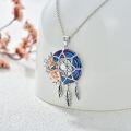 wholesale 925 Sterling Silver Blue Crystal Dreamcatcher Floral Cremation Jewelry Keepsake Urn Necklace for Ashes-0-5