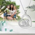 wholesale 925 Sterling Silver Mother and Child Heart Pendant Necklace with Cubic Zirconia for Women-0-4