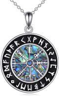 wholesale 925 Sterling Silver Norse Vegvisir Compass with Abalone Shell and Rune Circle Pendant Necklace for Men Women s-0-0