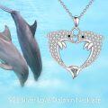wholesale 925 Sterling Silver Dolphin Heart Pendant Necklace for Women-0-2