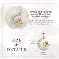 wholesale 925 Sterling Silver Bee and Daisy on Crescent Moon Pendant Necklace-0-5