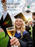 wholesale 925 Sterling Silver Graduation Necklace with Heart Birthstone and Grad Cap Pendant for Women-0-1