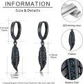 wholesale 925 Sterling Silver Black Feather Drop Earrings with Turquoise and Malachite Accents-0-5