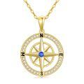 wholesale 14k Gold Compass Necklace With Blue Sapphire And Lab Diamond Accents-0-0
