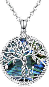 wholesale 925 Sterling Silver Abalone Shell Tree of Life Pendant Necklace with Cross for Women Gift-A-Mom-1-Abalone shell
