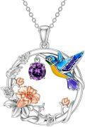wholesale 925 Sterling Silver Synthetic Birthstone Hummingbird Necklace for Women-0-29