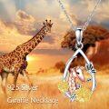 wholesale 925 Sterling Silver Sunflower and Giraffe Pendant Necklace for Women's Gifts-0-5