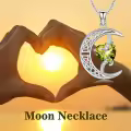 TOUPOP Sterling Silver Peridot Moon Star Pendant Necklace-0-2