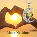 TOUPOP Sterling Silver Peridot Moon Star Pendant Necklace-0-2