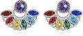 wholesale 925 Sterling Silver Multi-Color Crystal Flower Petal Stud Earrings-0-0