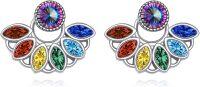 wholesale 925 Sterling Silver Multi-Color Crystal Flower Petal Stud Earrings-Lotus