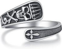 wholesale 925 Sterling Silver Skull Ring Adjustable Punk Gothic Skeleton Jewelry Halloween Gift for Women Men-Skull Spoon Rings