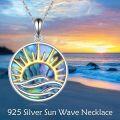 wholesale 925 Sterling Silver Abalone Shell Sun Wave Pendant Necklaces for Women Gifts-0-1