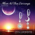 wholesale 925 Sterling Silver Moonstone Sun & Crescent Moon Drop Earrings with Stars for Women - Celestial  Set-0-5