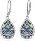 wholesale 925 Sterling Silver Teardrop Abalone Shell Lotus Flower Drop Earrings for Women Gift Idea-0-0
