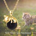wholesale 14K Gold Pink Crystal Black Cat Pendant Necklace for Women Cats Lover-0-314