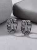TOUPOP Sterling Silver Celtic Viking Hoop Earrings S925 Norse Irish Knot Jewelry-0-2