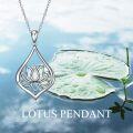 wholesale 925 Sterling Silver Lotus Flower Pendant Necklace for Women s-0-5