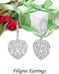 wholesale 925 Sterling Silver Moonstone Filigree Heart Drop Earrings-0-2