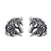 wholesale 925 Sterling Silver Horse Head Stud Earrings - Unique Animal  for Women and Men-Horse