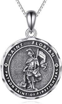 wholesale 925 Sterling Silver Saint Florian Firefighter Medal Pendant Necklace for Men & Women-Saint Florian