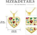 wholesale Gold-Plated 925 Sterling Silver Multi-Colored CZ Heart Pendant Necklace for Women-0-4