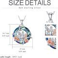 wholesale 925 Sterling Silver Blue Crystal Mother & Child Rose Flower Pendant Necklaces Gifts for Women-0-2