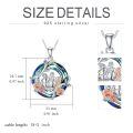 wholesale 925 Sterling Silver Blue Crystal Mother & Child Rose Flower Pendant Necklaces Gifts for Women-0-2