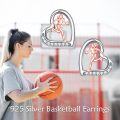 wholesale 925 Sterling Silver Sports Basketball Player Heart Stud Earrings s for Women-0-4