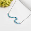 wholesale Gold 925 Sterling Silver Ocean Wave Pendant Necklaces Minimalist Chain Beach  for Women-0-12