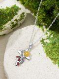 wholesale 925 Sterling Silver Cross Pendant with Sunflower and Ladybugs Necklace for Women-0-2
