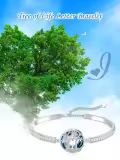 TOUPOP Sterling Silver Blue Crystal Tree Of Life Bracelet For Women-0-2