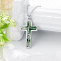 wholesale 925 Sterling Silver Faith Cross Pendant Necklace Blue Sandstone White Gold Plated-0-26