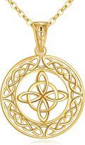 wholesale Gold 10K Celtic Knot Shamrock Pendant Necklace with Chain-0-0