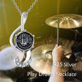 wholesale 925 Sterling Silver Music Note with Hand Print and Black Stone Pendant Necklace for Women-0-2