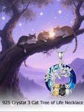 wholesale TOUPOP Cat Gifts For Women S925 Sterling Silver 1-3 Cats Necklace Crysal Pendant, Christmas Gifts For Women Mom Grandma Wife -0-2
