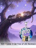 TOUPOP Sterling Silver Crysal Cat Necklace Pendant Gift-0-2