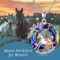 TOUPOP 925 Silver Crystal Horse Pendant Necklace Gift for Women-0-2